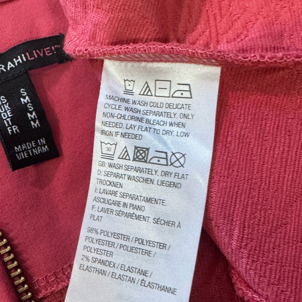 Isaac Mizrahi Live Quilt Jacket Coral  Zip Floral Cottagecore Sz Small - Picture 5 of 8